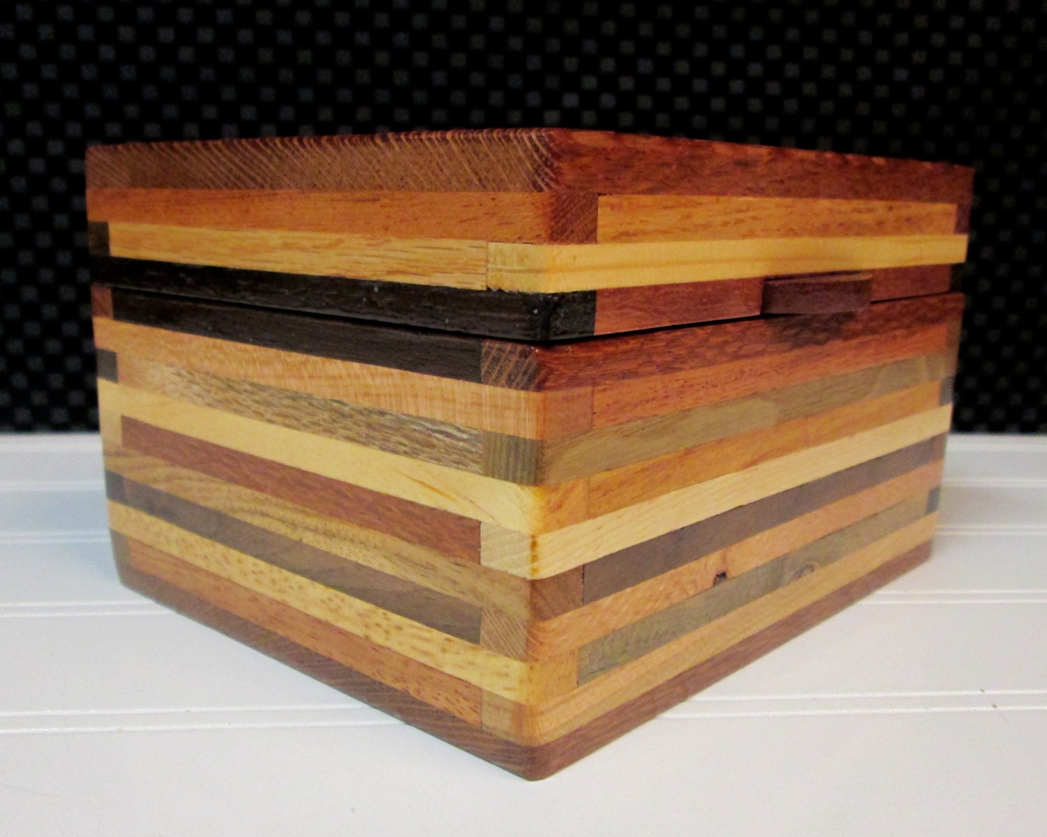 Wood Box Recipe Box 3 x 5 Index Card Box Desk Organizer