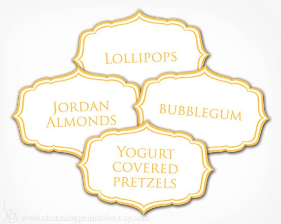 Orange Labels - PRINTABLE DIY Digital File - Tags for Candy Buffet, Bar, Sweet or Lolly Table Il_570xn