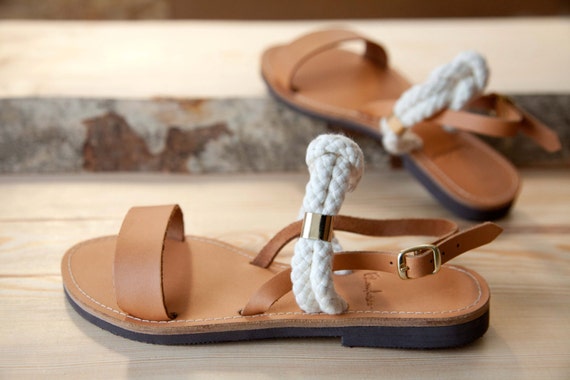 Greek Leather Sandals - Unique Design - Women's Ancient Rope Shoes ...