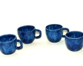 Cobalt Blue Mugs - Set of Four Espresso Mugs, tea mugs - hand thrown, stoneware, pottery