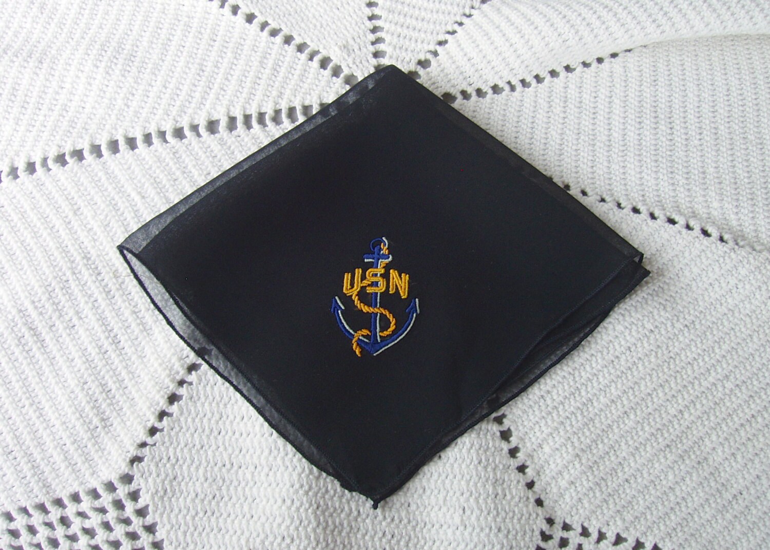 1940s U.S. Navy Hanky Vintage Military Handkerchief