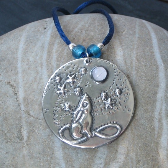 Moon Gazing Hare Pendant Necklace
