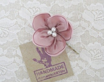 Dusty Pink Flower Hair Pin. Dusty Rose Pink Flower Hair Piece. Bridesmaid Hair Accessory.