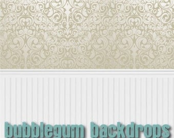 Elegant Wallpaper and Wainscot - Vinyl Photography Backdrop Photo Prop