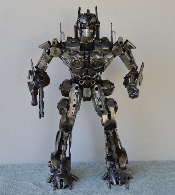 Hand Made OPTIMUS PRIME TRANSFORMERS 14 Recycled Scrap