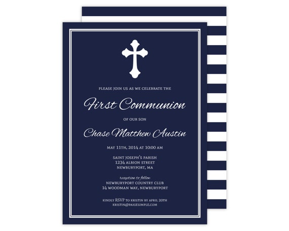 First Communion Invitation (Baptism Invitation, Christening Invitation, Confirmation Invitation, Blessing Invitation) Il_570xn