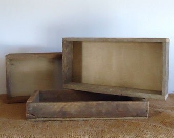 rustic wood box, wood tray, reclaimed wood box, organizer, rustic wedding tabletop, altered art supply