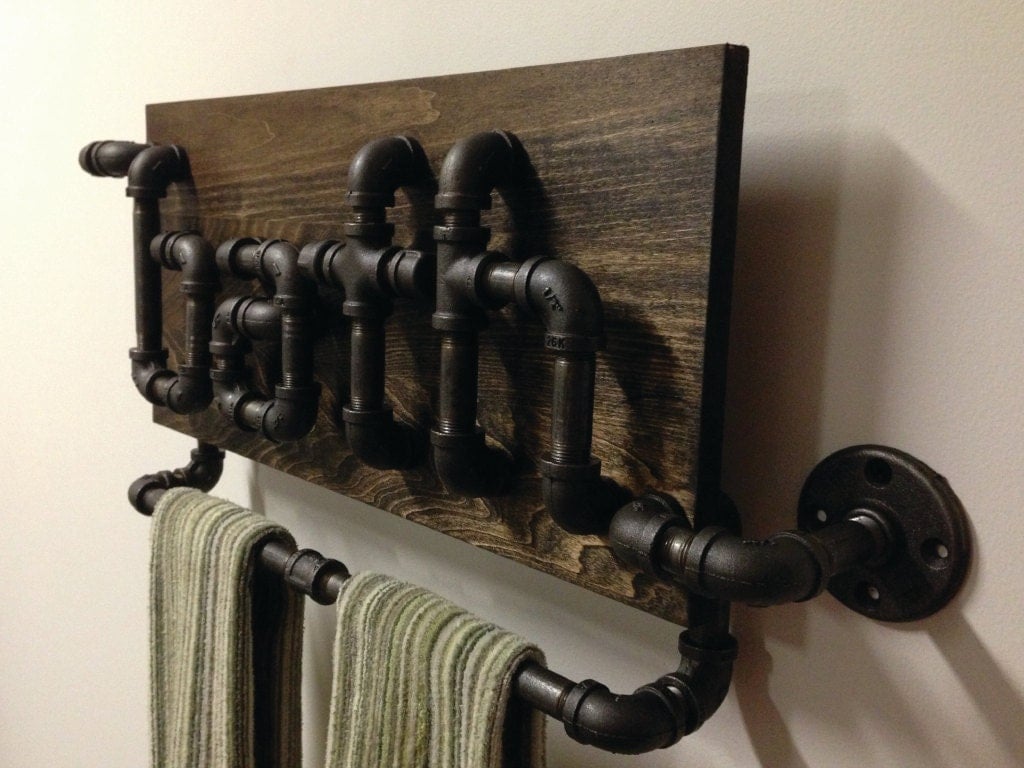 Industrial Black Iron Pipe Bathroom Towel Holder by Mobeedesigns