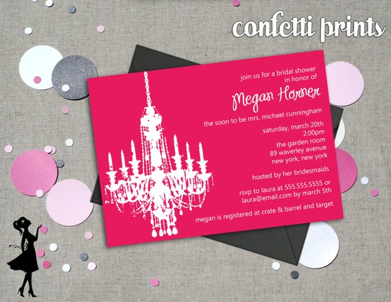 Bridal Shower Invitation - CHIC CHANDELIER Printable Il_570xn