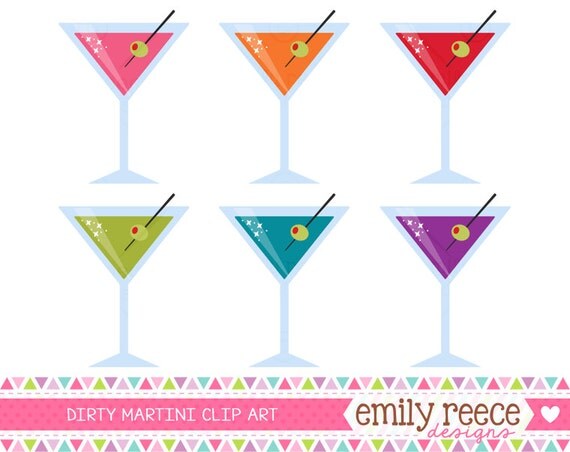 50% Off Sale - Cocktail Martini Party Glass Olives Cute Clip Art - Commercial Use - Scrapbooking Invitations Cards - Instant Download Il_570xn