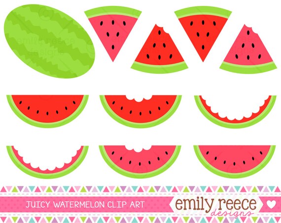 50% OFF - Watermelon Juicy Summer Fruit Cute Clip Art - Commercial Use - Scrapbooking Invitations Cards - Instant Download Il_570xn
