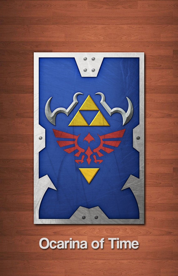 Items similar to Zelda Hylian Shield (Ocarina of Time) Print - 11" x 17