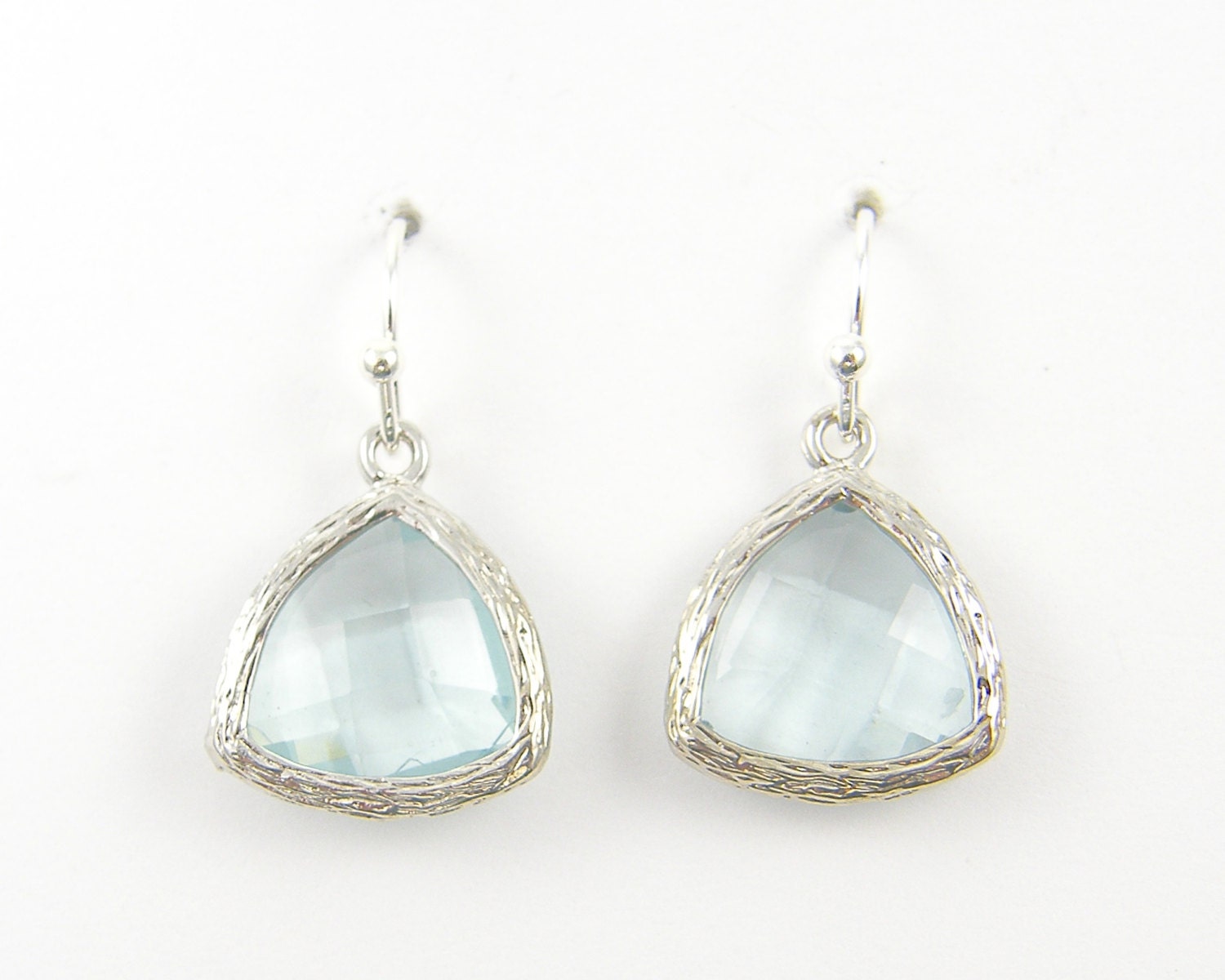Pale Aqua Drop Earrings Light Blue Silver by BeautifulByCharlene
