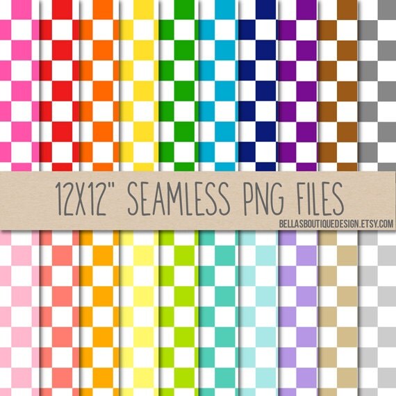 Instant Download, SEAMLESS, Gingham Checkerboard - Basic Patterns - 12x12" Digital Paper 20-Pack Il_570xn