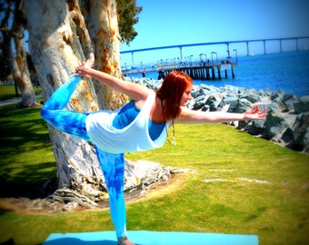 Yoga Leggings Tie Dye Ocean Blue