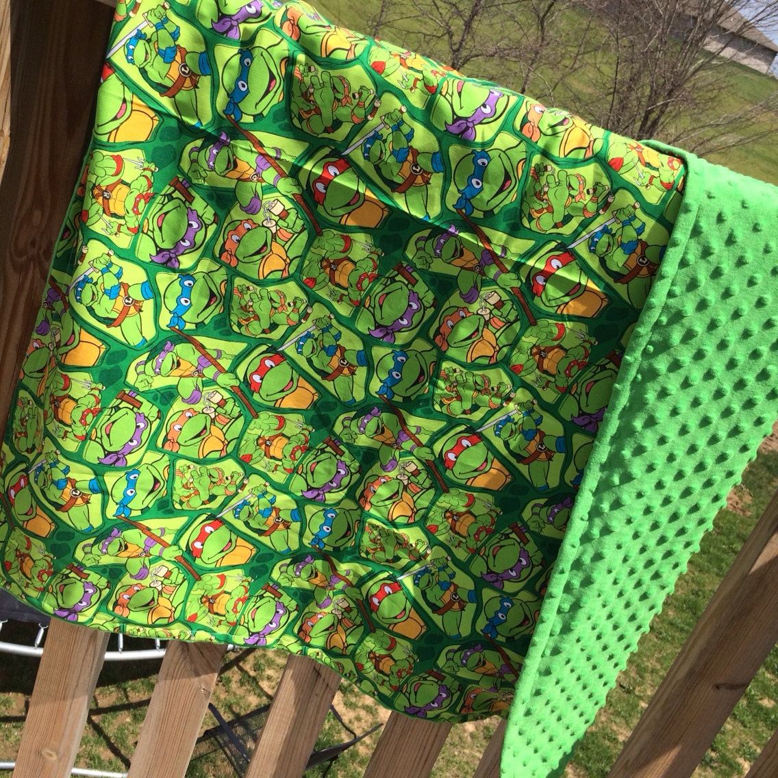 Ninja Turtle minky toddler blanket by PipersCreations on Etsy