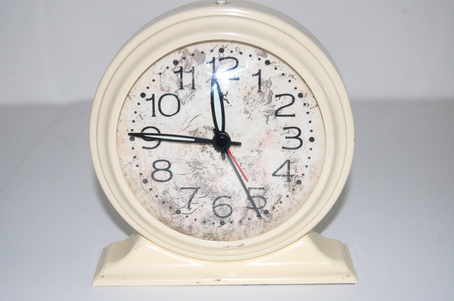 Vintage Pale Yellow Clock Retro Bedside by MidwestAtticTreasure