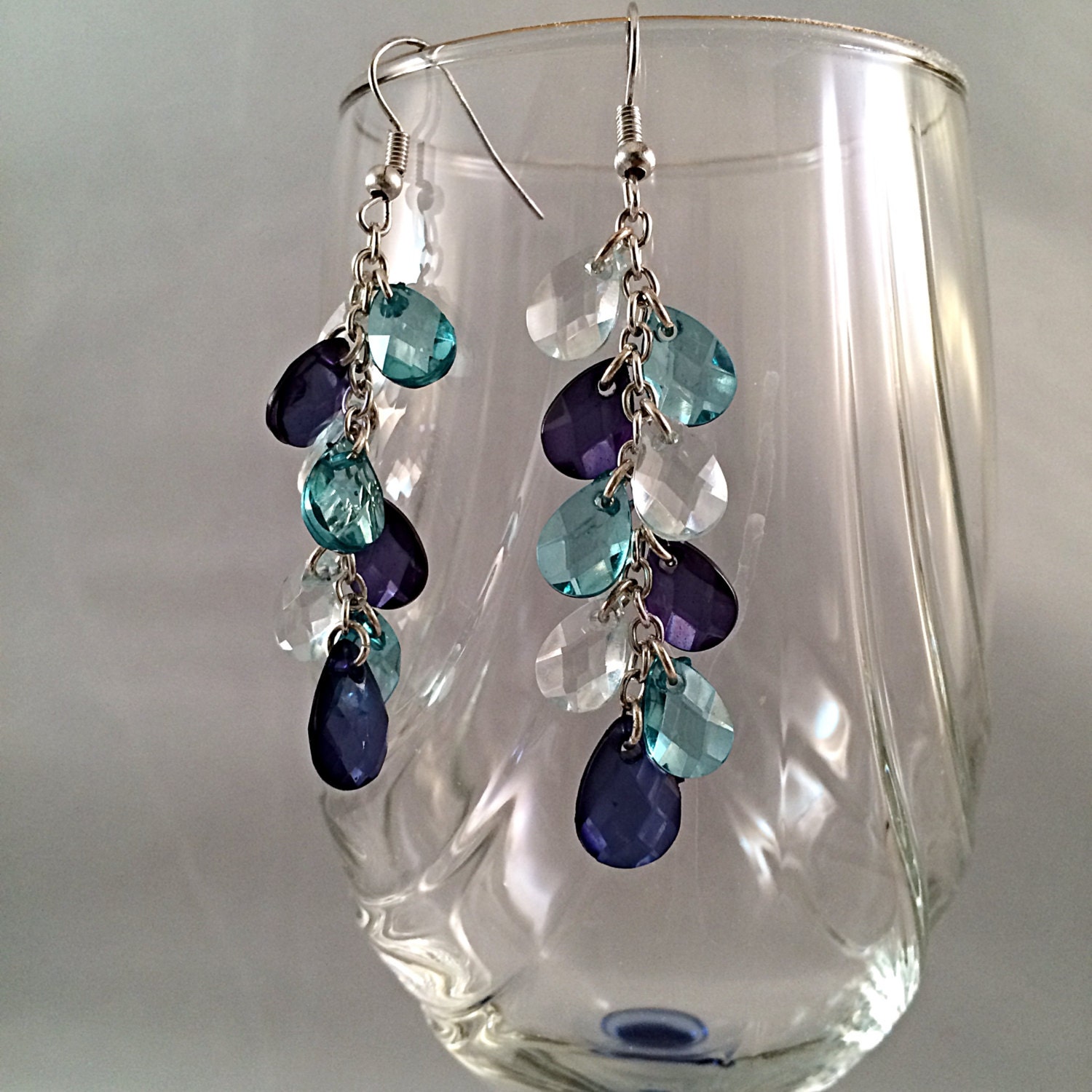 Cascade Elegant navy & light blue dangle earrings by kmdesigns217