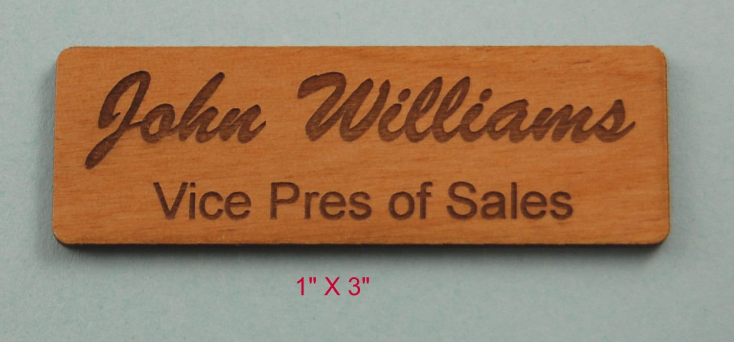 Laser engraved personalized 1 X 3 name tags cut