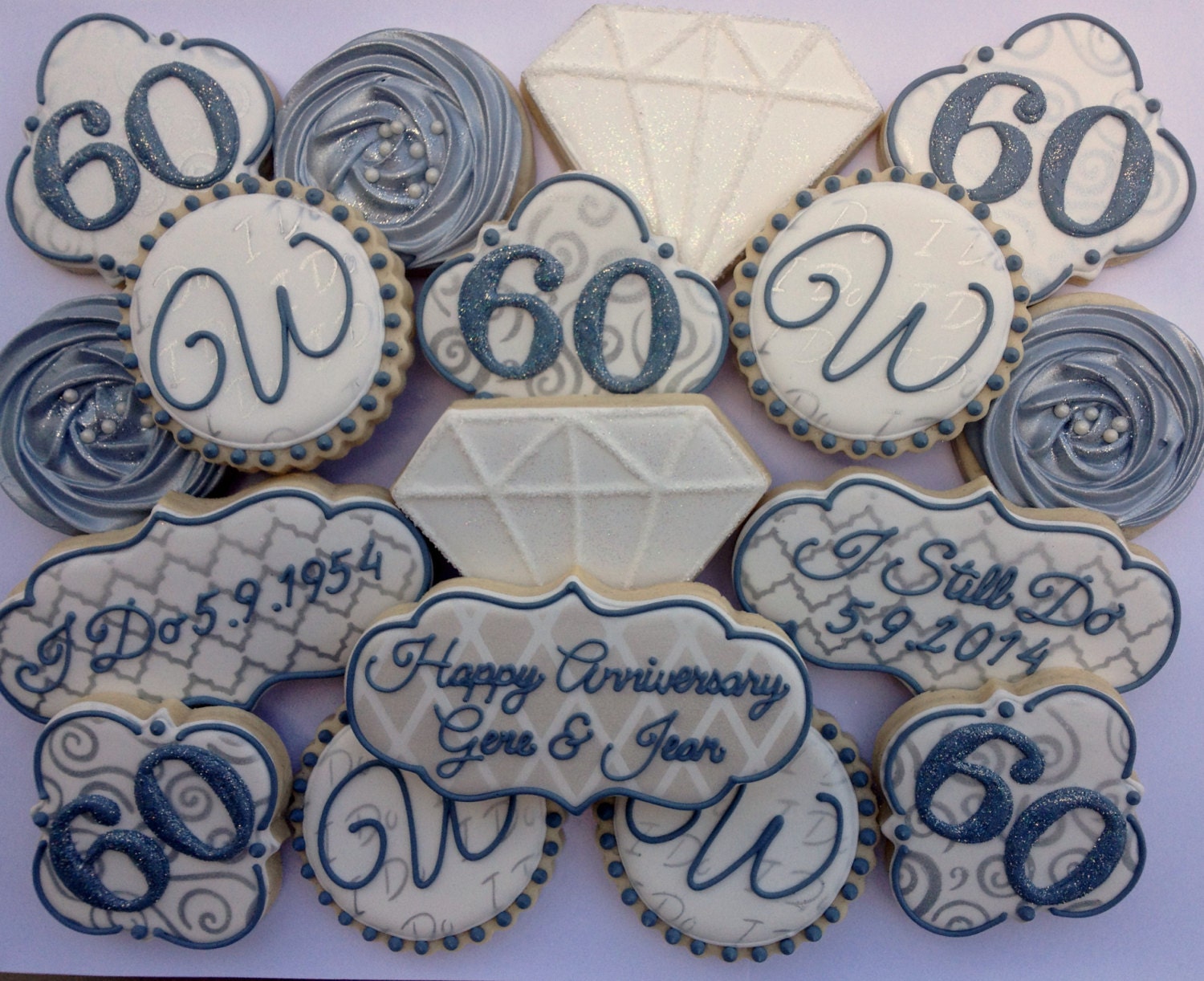 60th Wedding Anniversary Cookies 1 Dozen