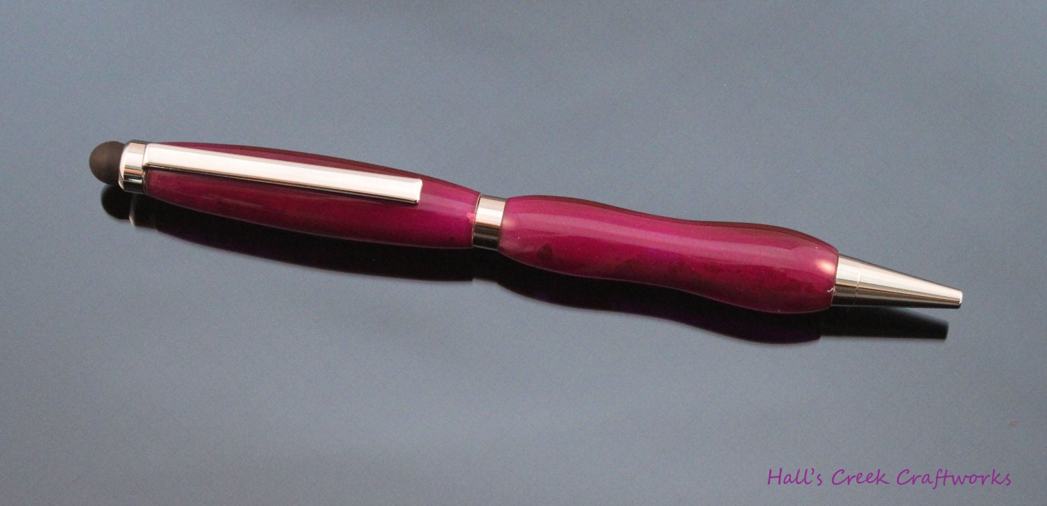 Handturned Plum Crazy Pen & Tablet Stylus by HallsCreekCraftworks