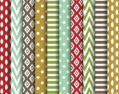 60% OFF SALE Christmas Winter Papers Ikat Chevron Paper Fall Finds Winter Digital Backgrounds Digital Ikat Red, Green Il_170x135