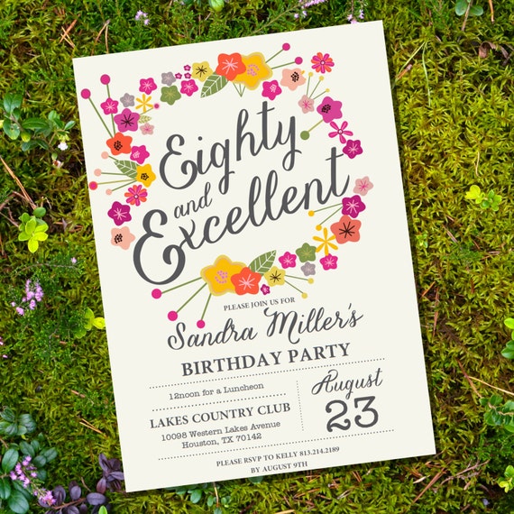 80Th Birthday Invitations Free Template 9