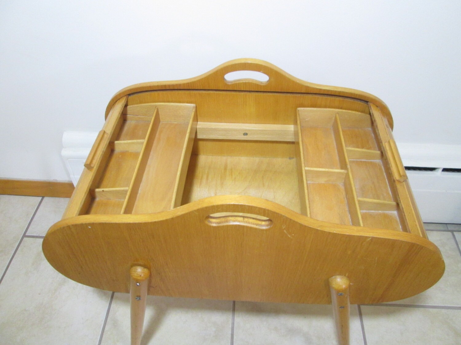 Mid Century Roll Top Sewing Stand Box Haute Juice