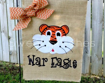 Auburn University "Aubie Tiger" Burlap personalized garden flag