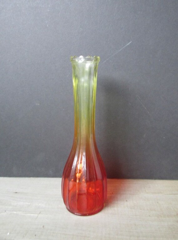 Vintage Vase Orange Ombre Carnival Glass Bud Vase