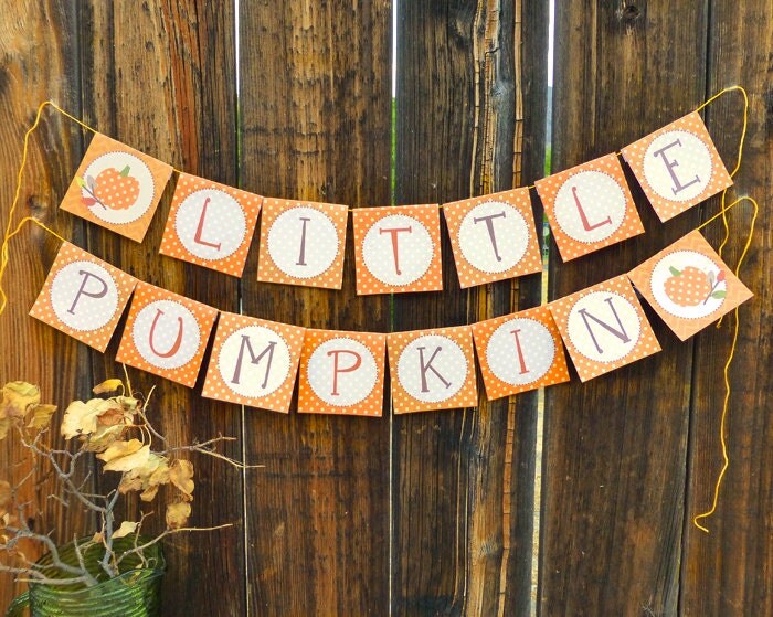 Little Pumpkin Banner Printable: Autumn Decoration Download