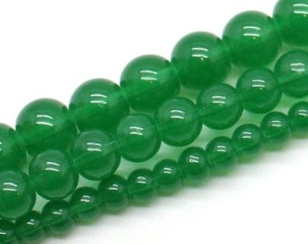 Dark Jade Jadite Transparent Glass Bead Strands - Select Size: 4mm, 6mm, 8mm