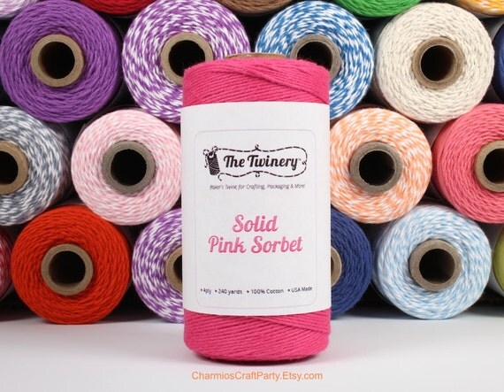 240 Yards of Sorbet Pink Baker's Twine - Solid - Packaging Gift Wrap Craft Party Supplies Il_570xn