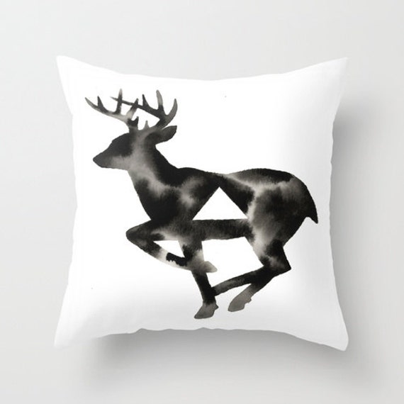 Items similar to Pillow with Insert . Geometric Deer . Black White