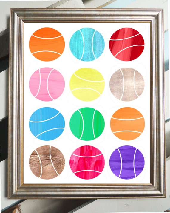 Colorful Tennis Balls Painted Print 11x14 Tennis by lishylishy