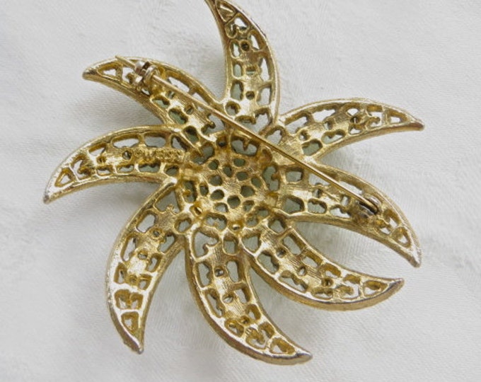 Weiss Star Brooch, Atomic Sunburst Pin, Vintage Designer Signed Jewelry