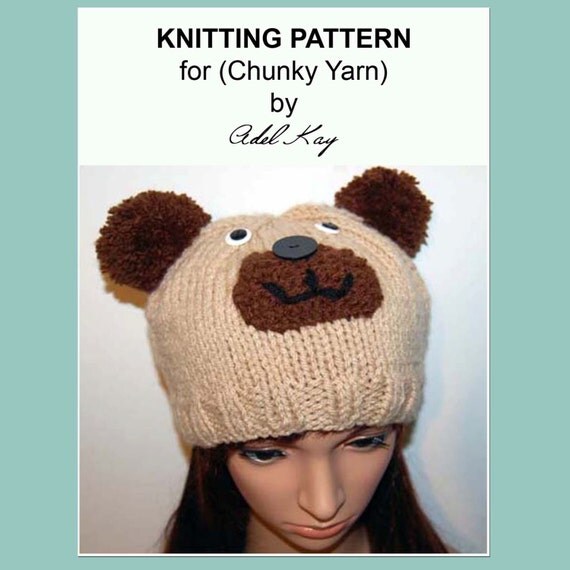Knitting Pattern PDF Document Logan Teddy Bear Animal Beanie