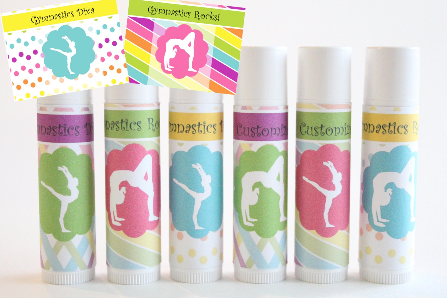 Gymnastics Party Favors Customized Lip Balm by NanasPartyPalace