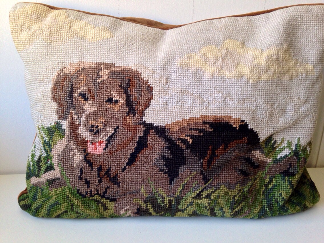 needlepoint labrador pillow