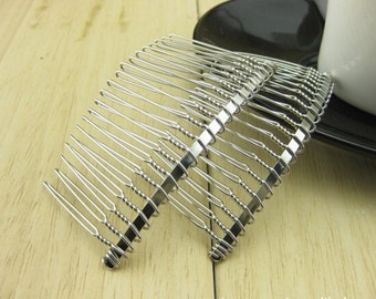 10pcs Wedding Bridal Accessory Veil Crafts DIY Wholesale Silver ToneTwist 20 teeth Metal hair comb