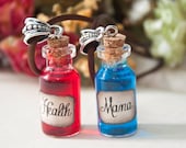 Health OR Mana Potion Necklace - Inspired by Dungeons and Dragons, World of Warcraft, League of Legends, blue, red, potions