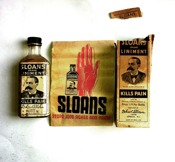Sloans brand liniment pain killer vintage by ClockmillLaneCurios