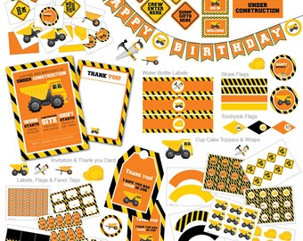 Instant download, Under Construction Birthday Party, Construction Invitation, Tools Invitation, Dump Truck, Boys Party, Party Package