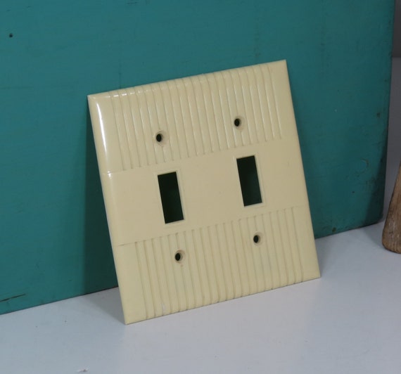 1950s Double Light Switch Cover Ivory by 13thStreetEmporium