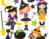 80% OFF SALE Halloween witches clipart commercial use, vector graphics, digital clip art, digital images - CL551 Il_170x135