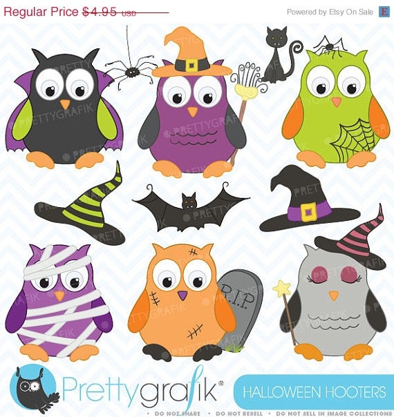 80% OFF SALE Halloween owls clipart commercial use, vector graphics, digital clip art, digital images - CL369 Il_570xn