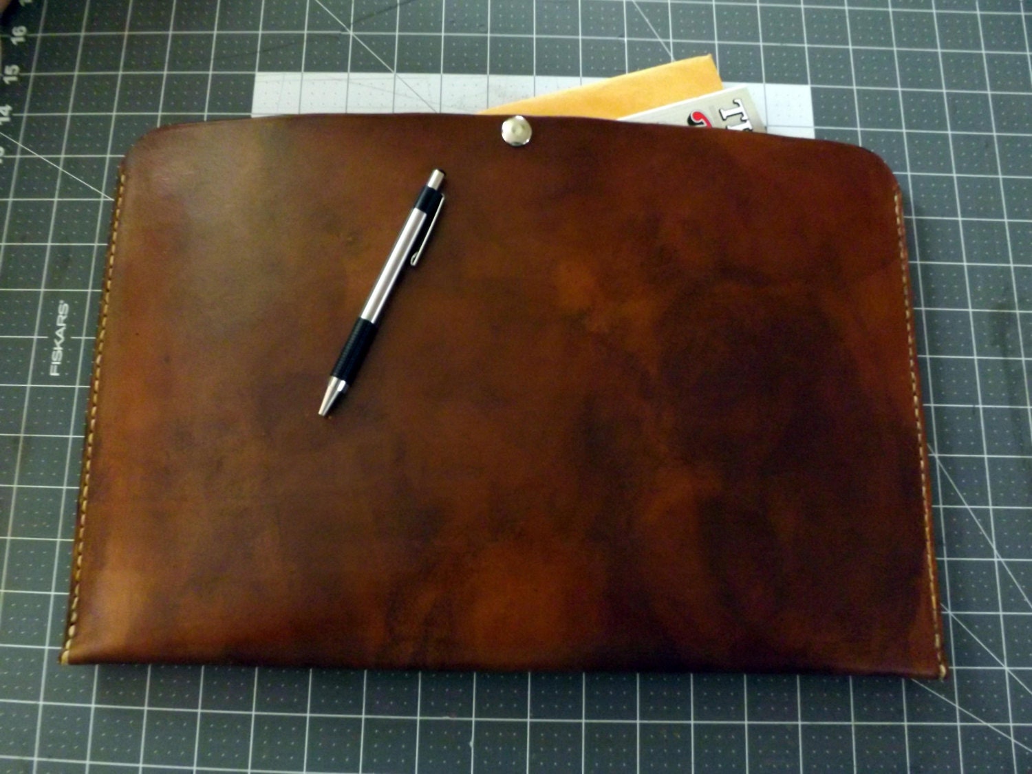 Leather portfolio document sleeve large