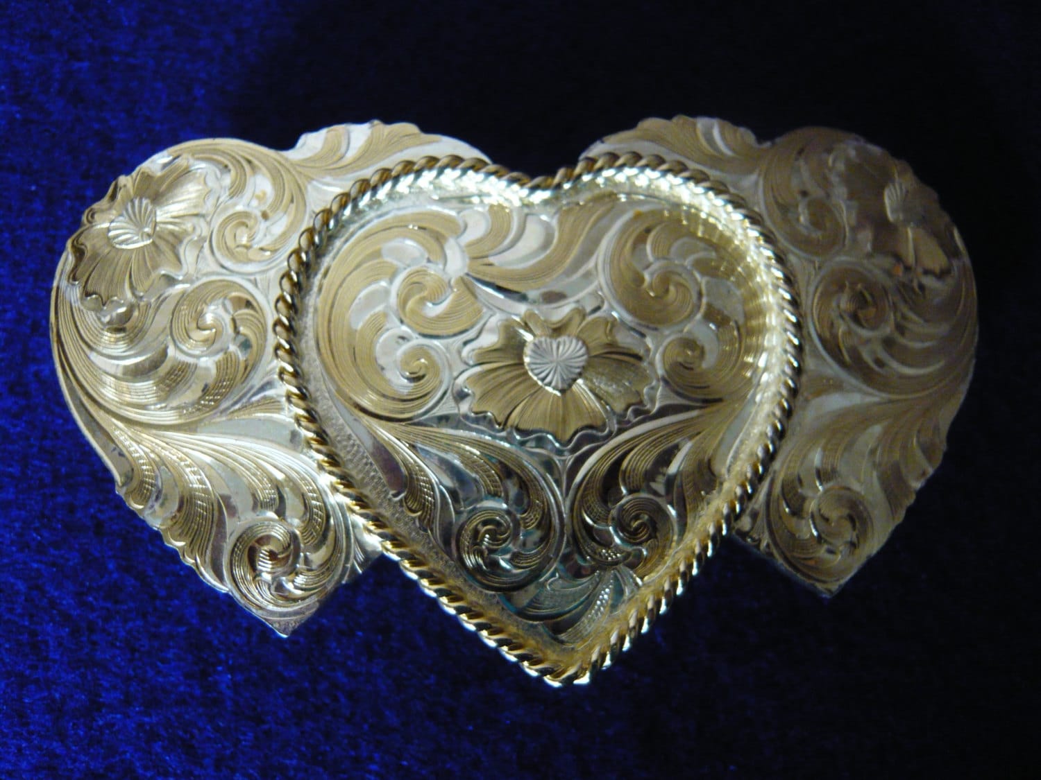 Triple Heart Belt Buckle by Montana Silversmiths