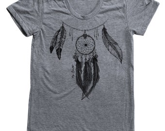 DREAM CATCHER Shirt Women Screen Print Tri-Blend Short Sleeve Tshirt Available: S, M, L, XL
