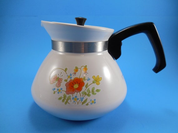 Corningware Teapot Wildflower Pattern 6 Cup Stove Top Teapot